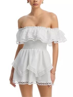 Peixoto white Wyatt lace trim Dress off the shoulder